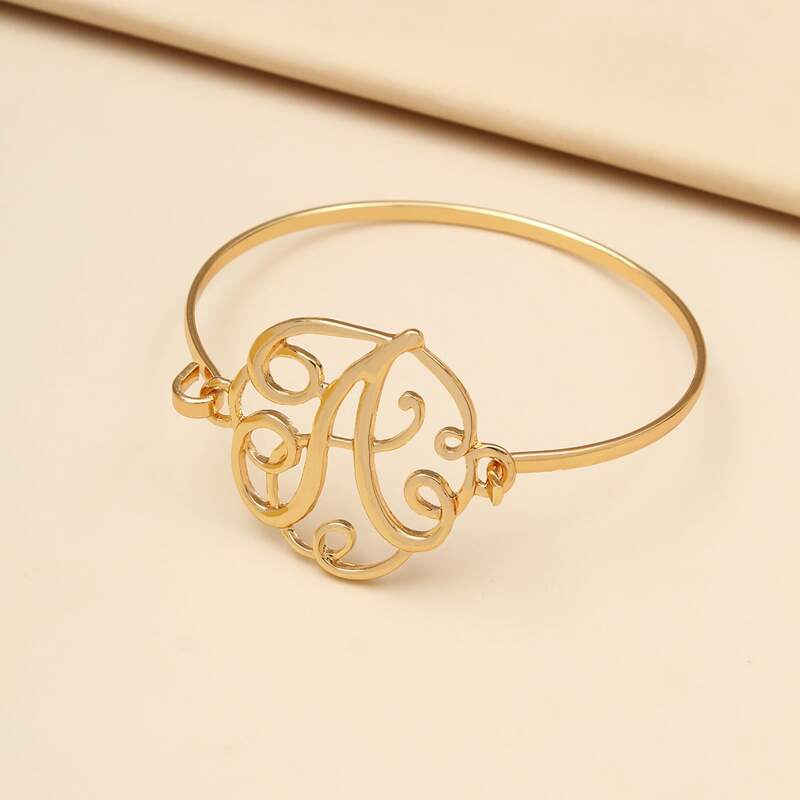 

Letter Decor Bangle, Gold