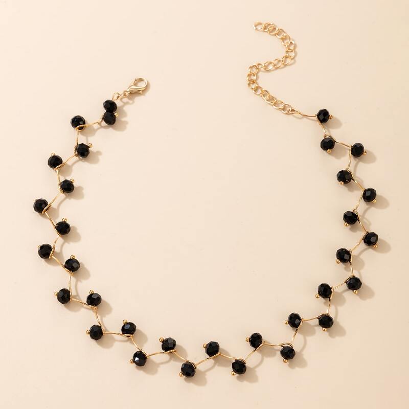 

Crystal Beaded Choker, Black