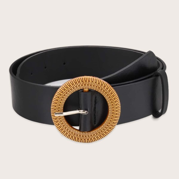 

Round Buckle Belt, Black