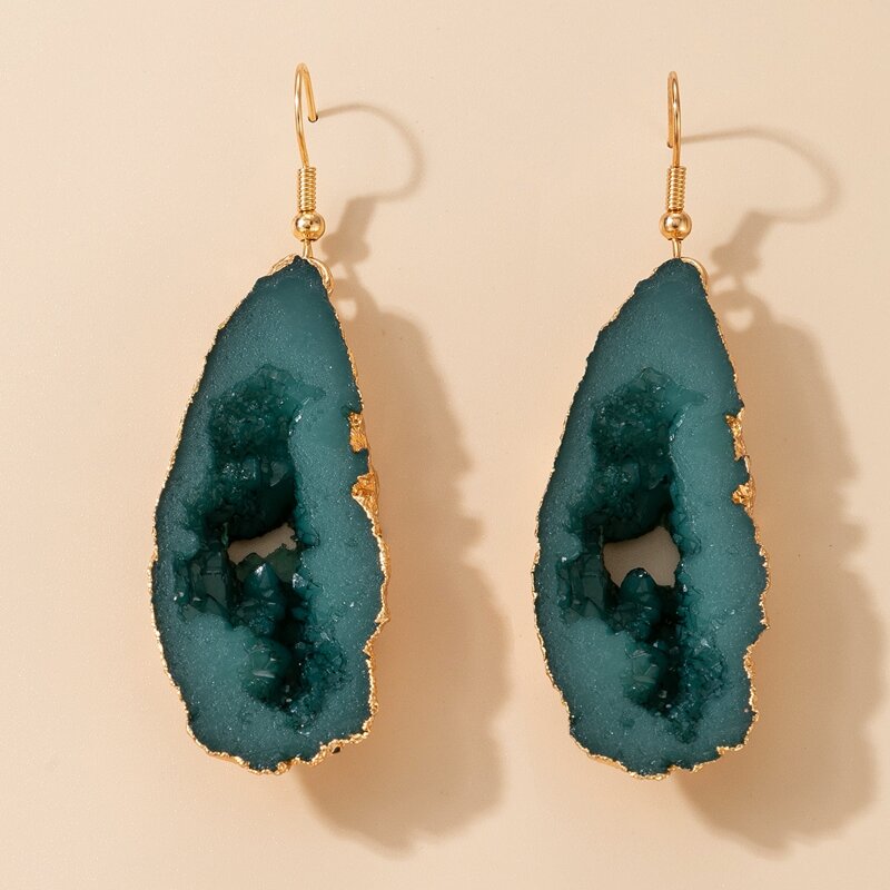 

Stone Drop Earrings, Green