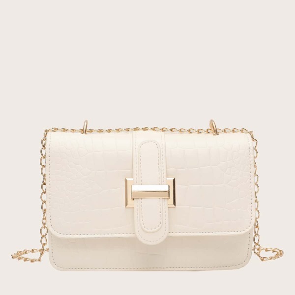 

Girls Crocodile Chain Crossbody Bag, Beige