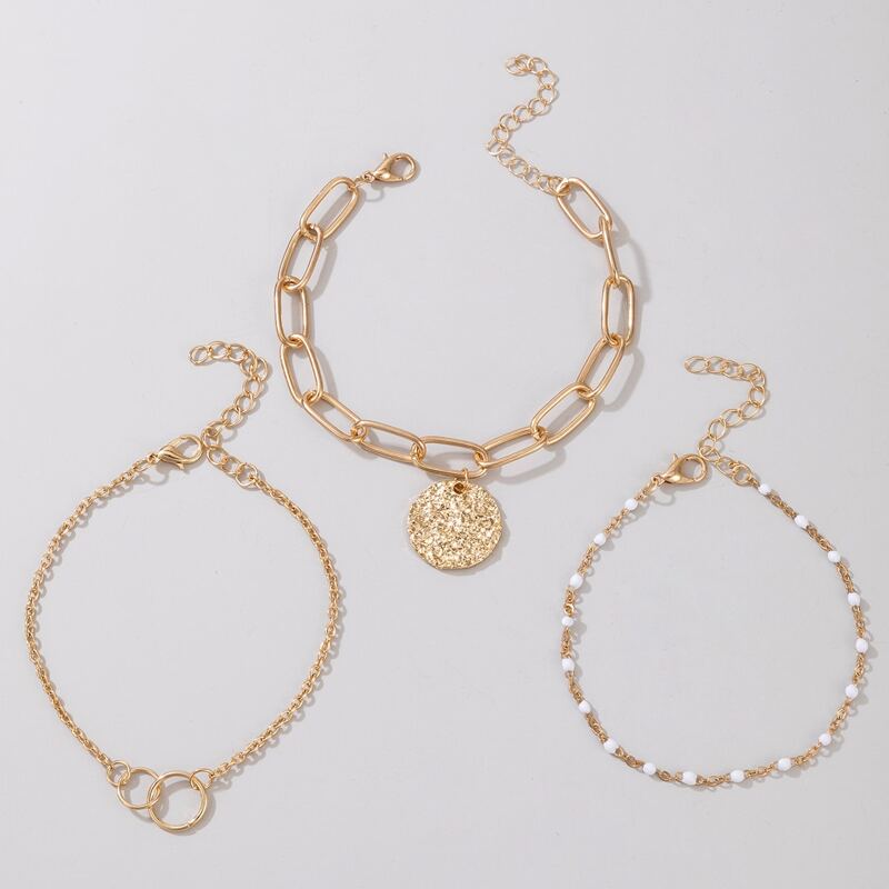 

3pcs Coin Chain Bracelet, Gold