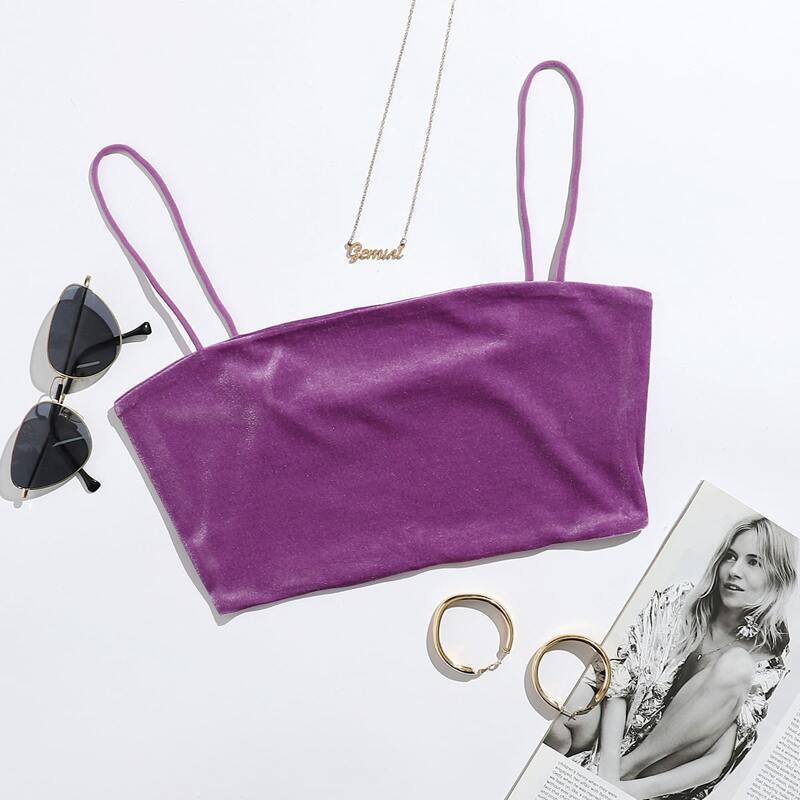 

Crop Velvet Cami Top, Purple
