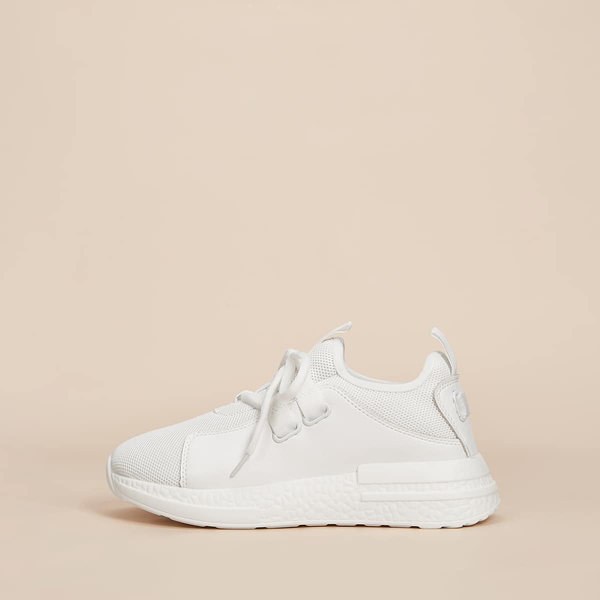 

Solid Lace-up Wide Fit Sneakers, White