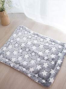 1入組加厚法蘭絨五角星印花可洗寵物墊，適用於大型、中型和小型寵物床、地墊，提供秋冬暖意