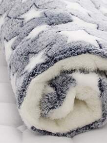 1入組加厚法蘭絨五角星印花可洗寵物墊，適用於大型、中型和小型寵物床、地墊，提供秋冬暖意