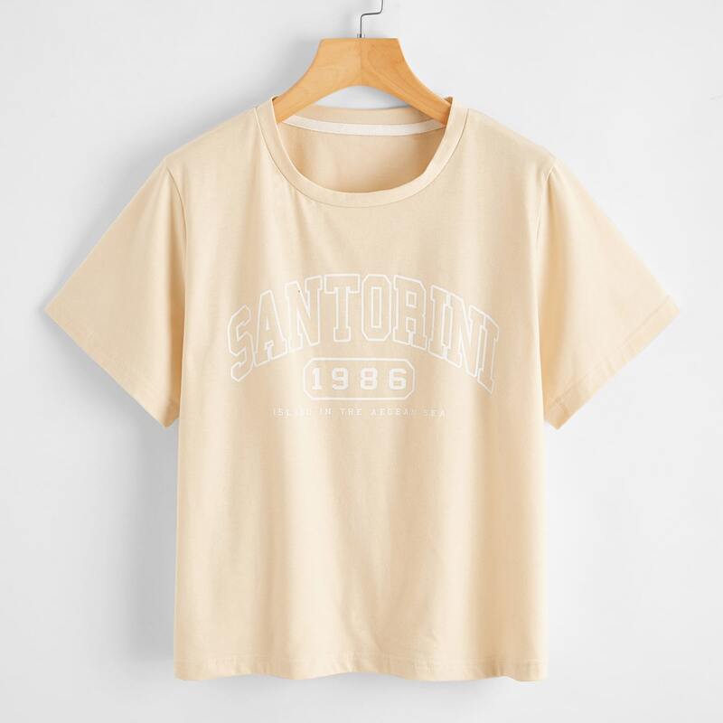 

Letter Print Tee, Beige