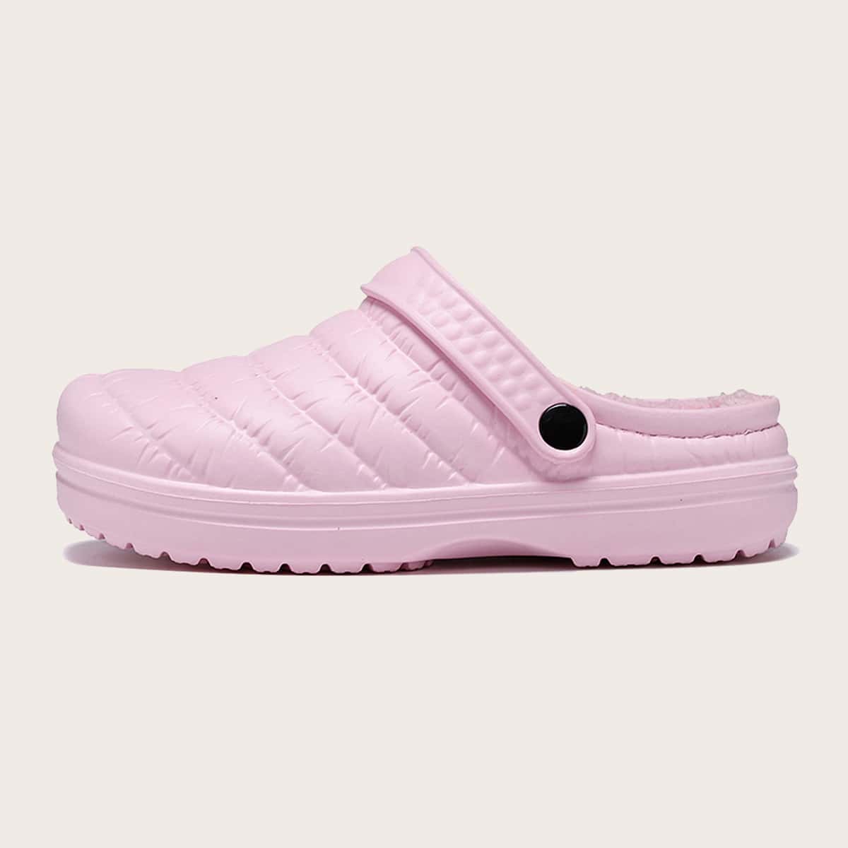 

Textured Minimalist Wide Fit Fluffy Slippers, Pink