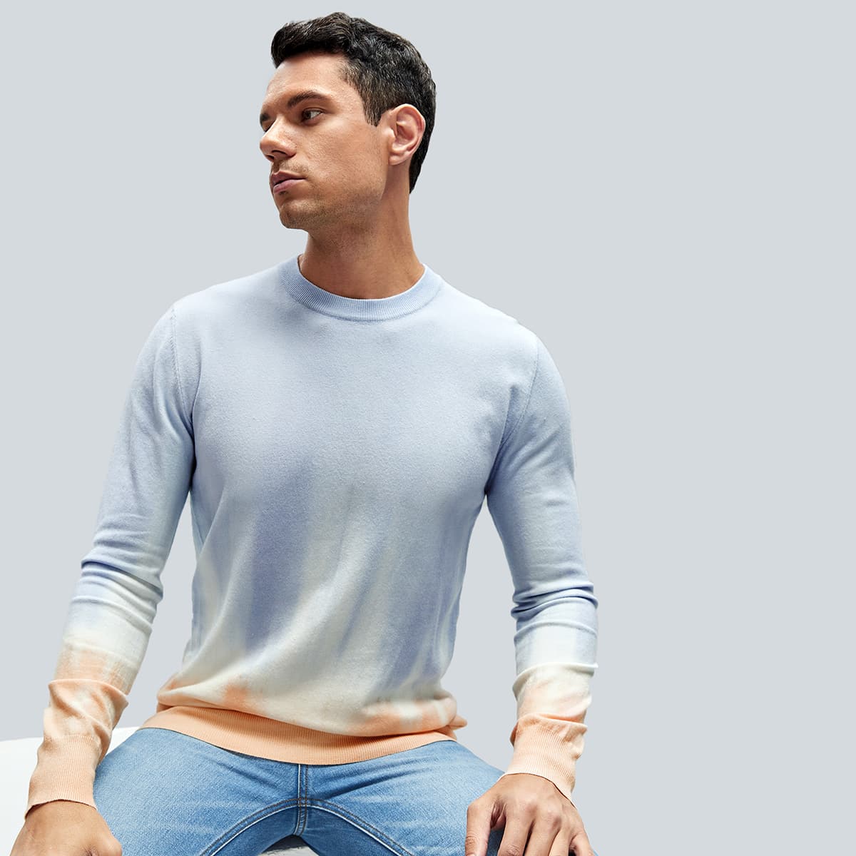 

Guys Tie Dye Sweater, Baby blue