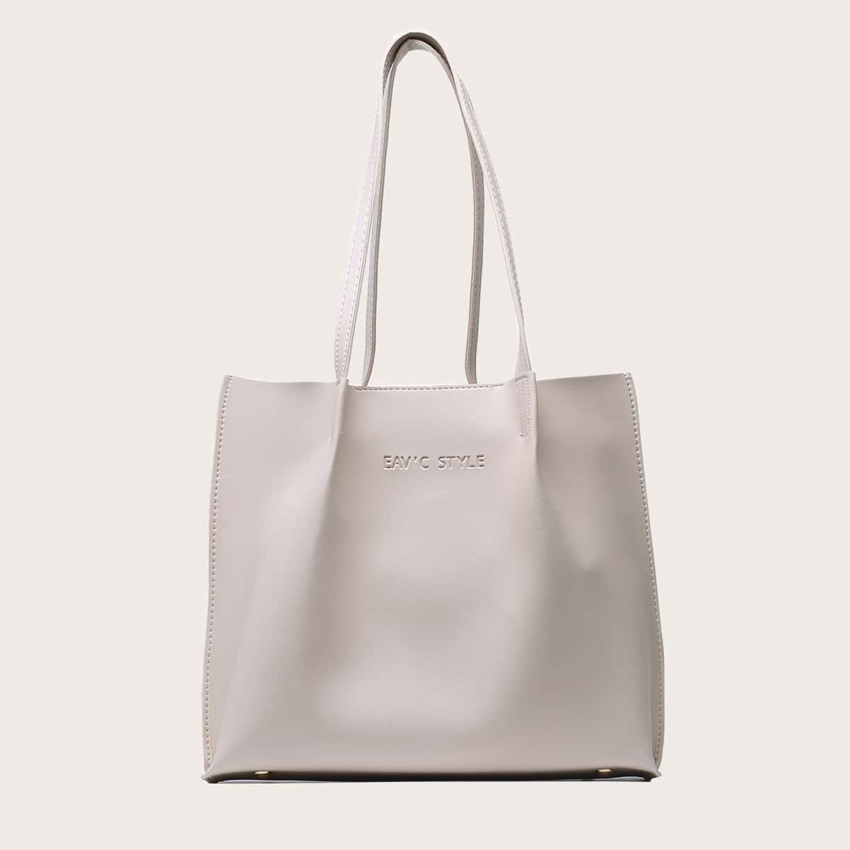 

Minimalist Tote Bag With Inner Pouch, Beige