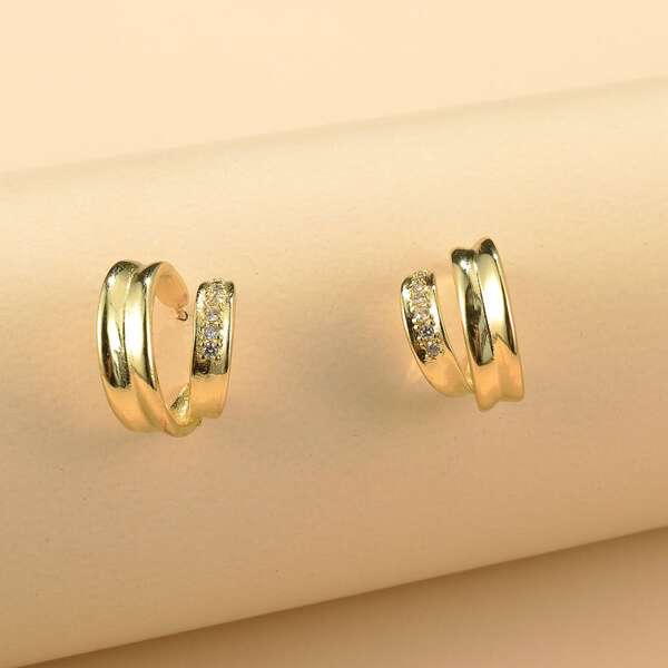 

Rhinestone Semi-circle Stud Earrings, Gold
