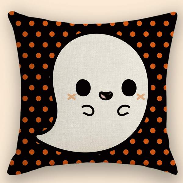 

Halloween Ghost Print Cushion Cover Without Filler, Multicolor