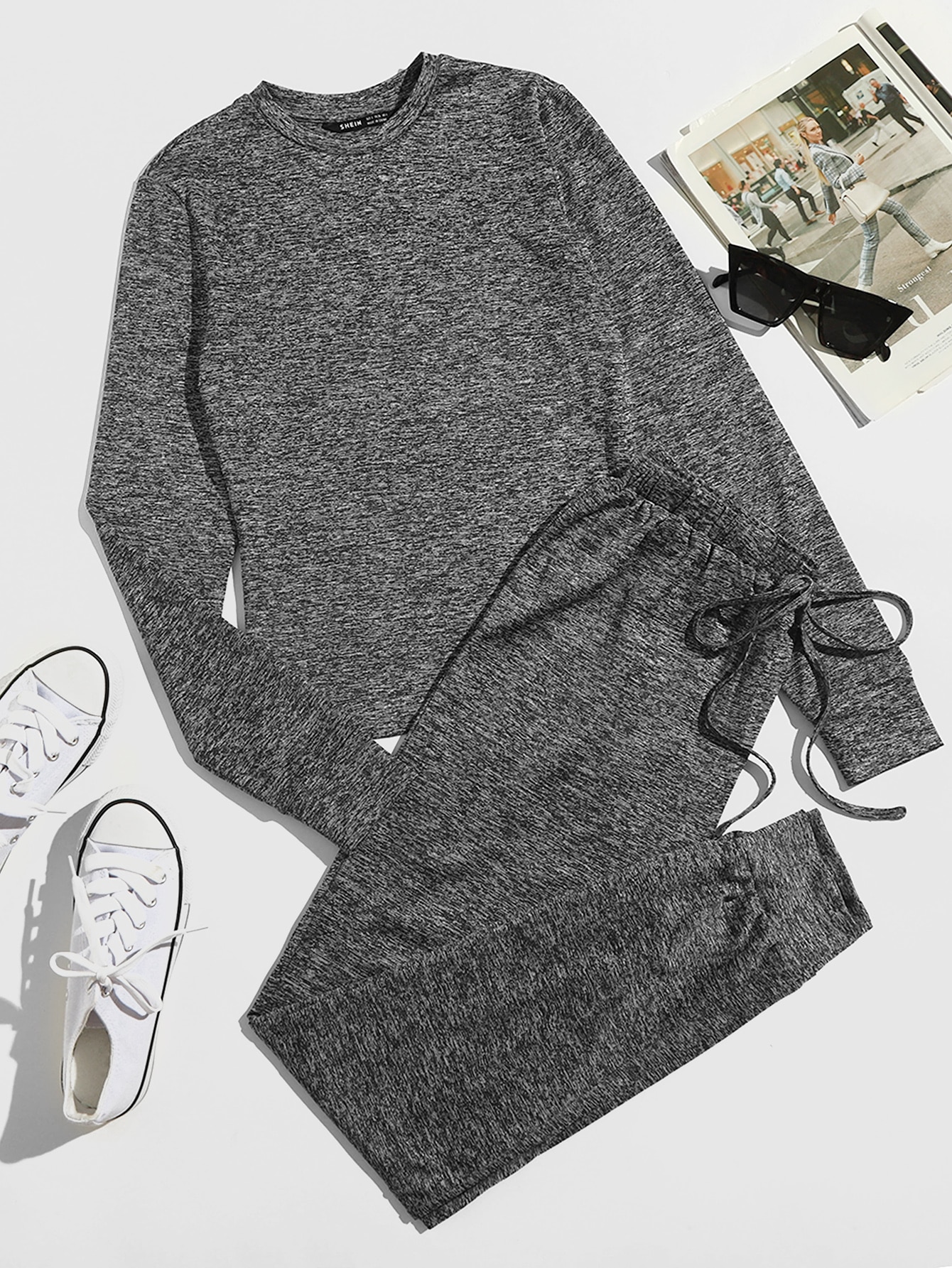 Marled Top & Knot Waist Pants Set thumbnail