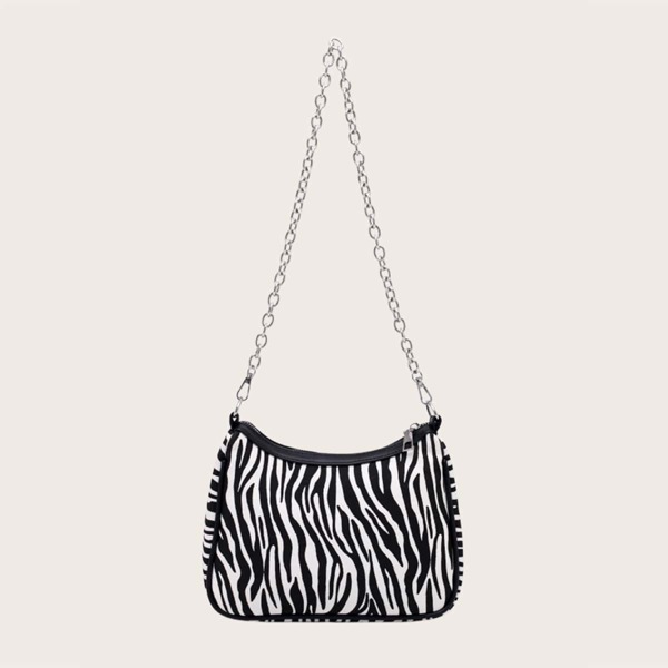 

Zebra Print Crossbody Bag, Black and white