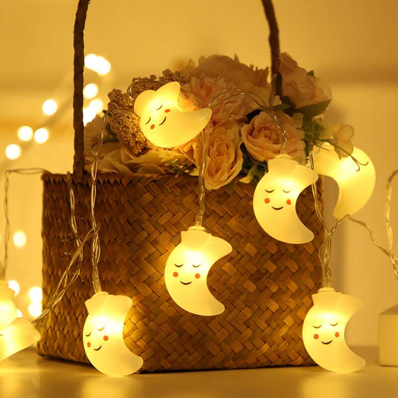 

1pc 1.5m String Light With 10pcs Moon Bulb, Yellow