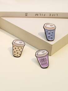 3pcs Bubble Tea Cup Design Brooch - Multicolor - View 4