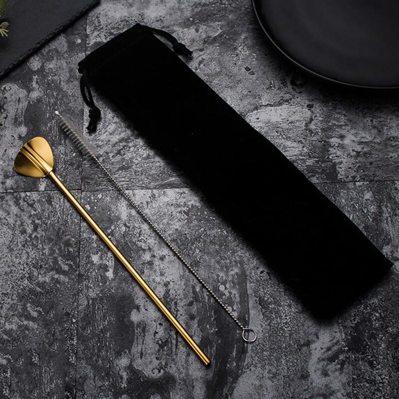 

1pc Multifunction Spoon & 1pc Cleaning Brush & 1pc Bag, Gold