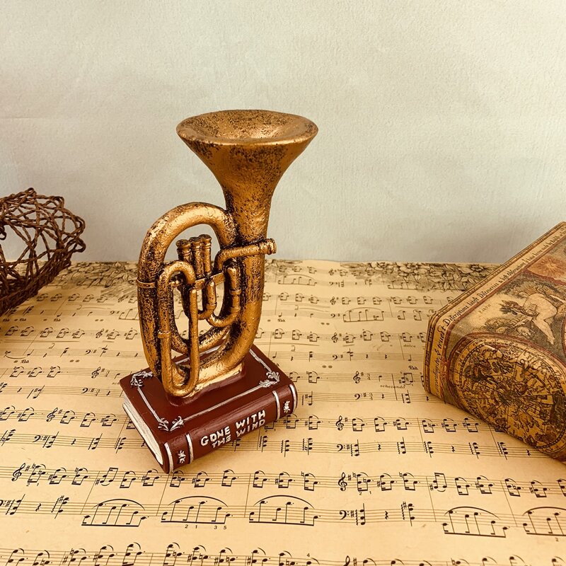 

1pc Tuba Shaped Vintage Ornament, Brown
