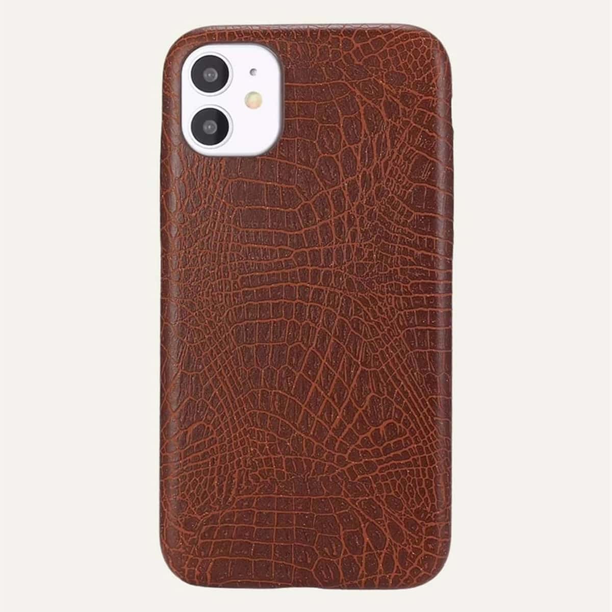 

Croc Embossed iPhone Case, Brown