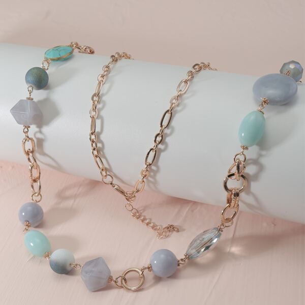 

Bead Stone Decor Necklace, Multicolor