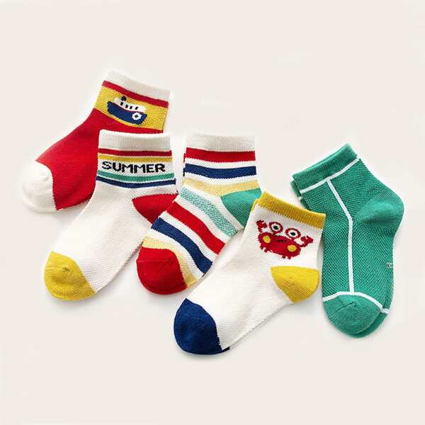 

5pairs Toddler Kids Cartoon Graphic Socks, Multicolor