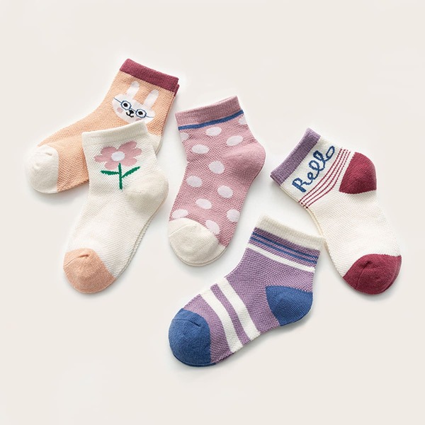 

5pairs Toddler Kids Cartoon Graphic Socks, Multicolor