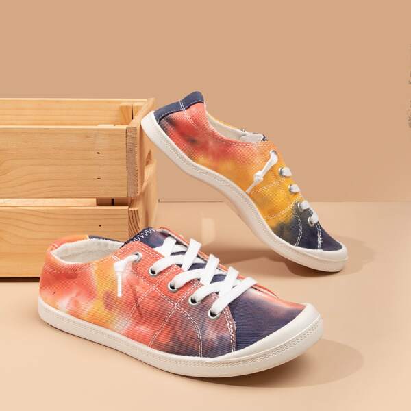 

Lace-up Front Ombre Canvas Shoes, Multicolor