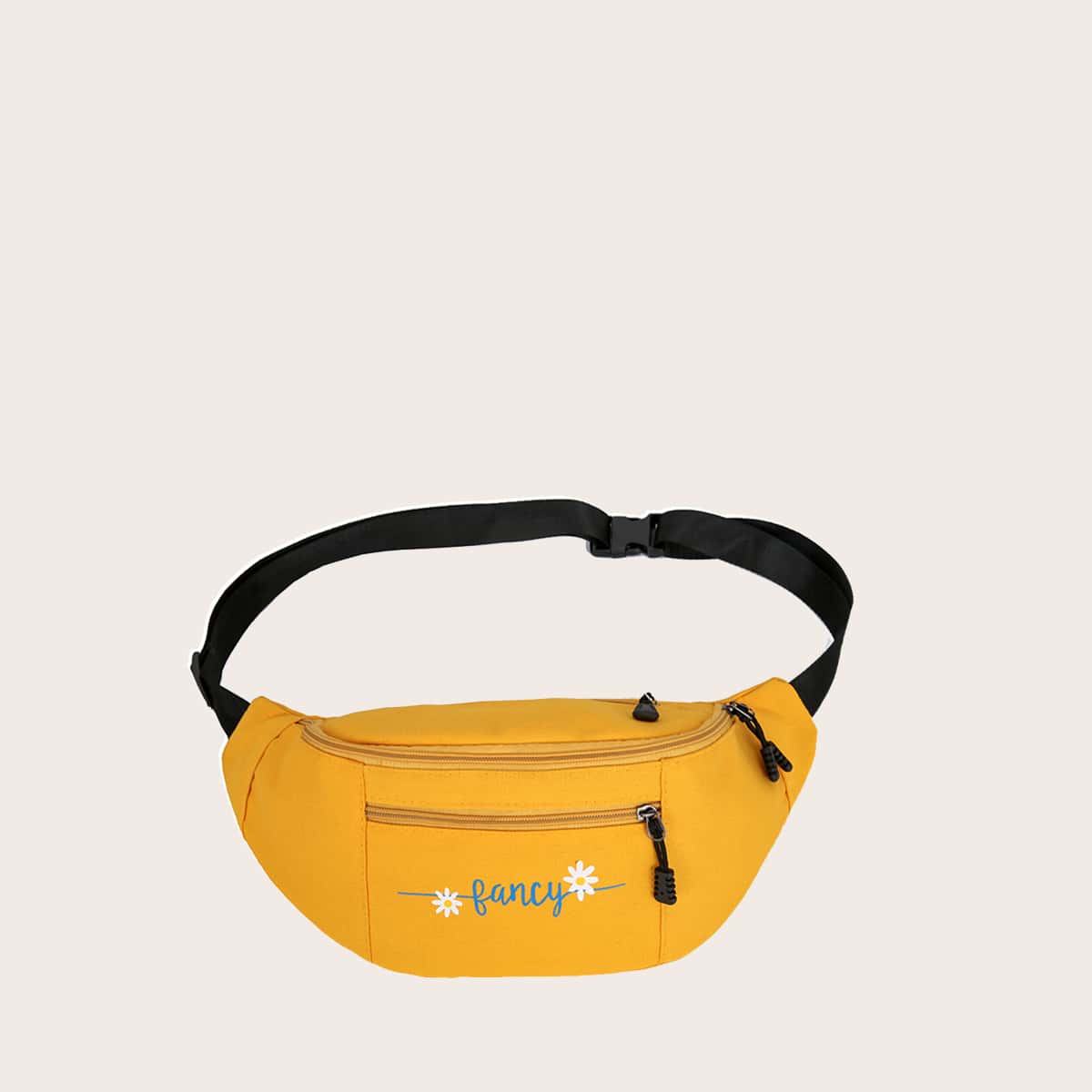 

Flower & Letter Graphic Fanny Pack, Yellow