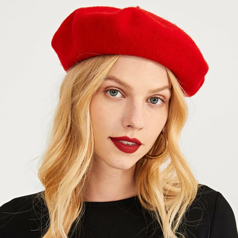 

Simple Solid Beret, Red