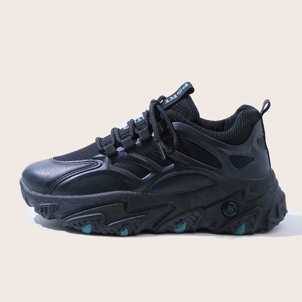 

Lace-up Front Chunky Sneakers, Black