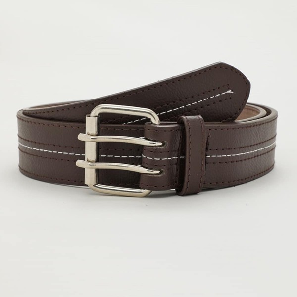 

Men Metal Buckle Belt, Coffee brown