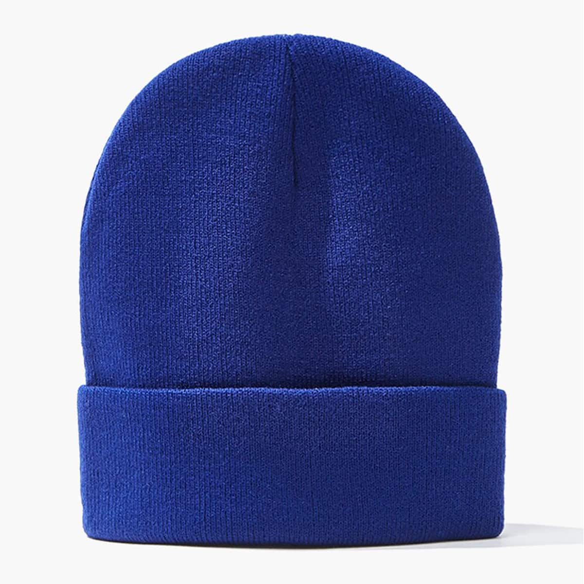 

Solid Knitted Beanie, Blue