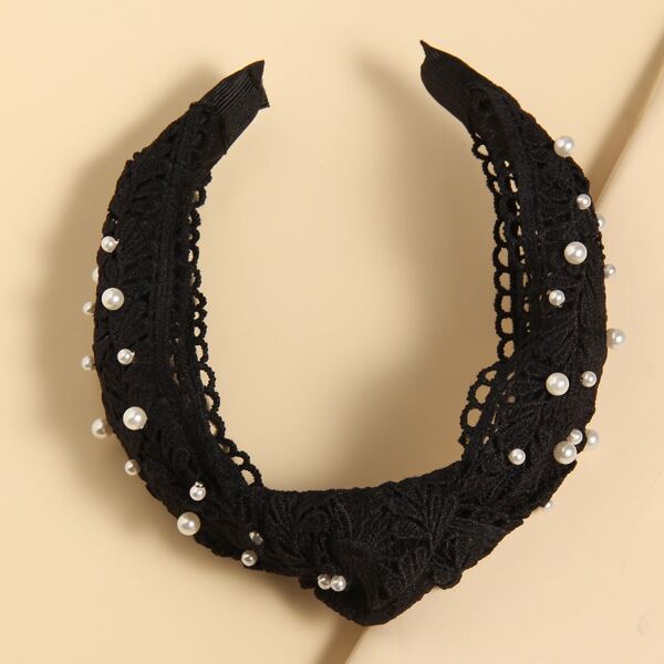 

Faux Pearl Decor Hair Hoop, Black