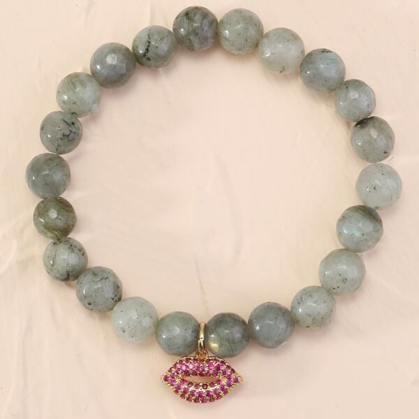 

Rhinestone Lip Decor Bracelet, Grey