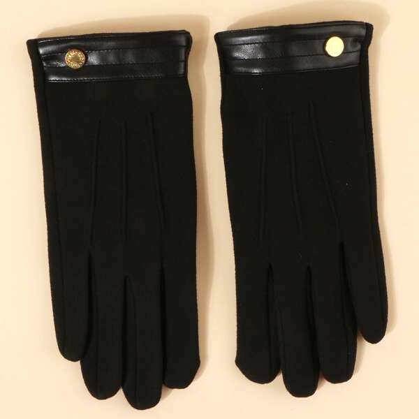 

Metal Decor Plain Gloves, Black