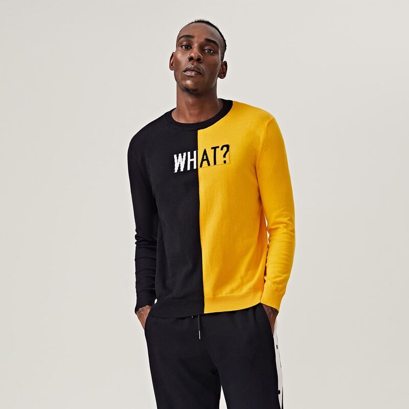

Men Letter Pattern Spliced Sweater, Multicolor
