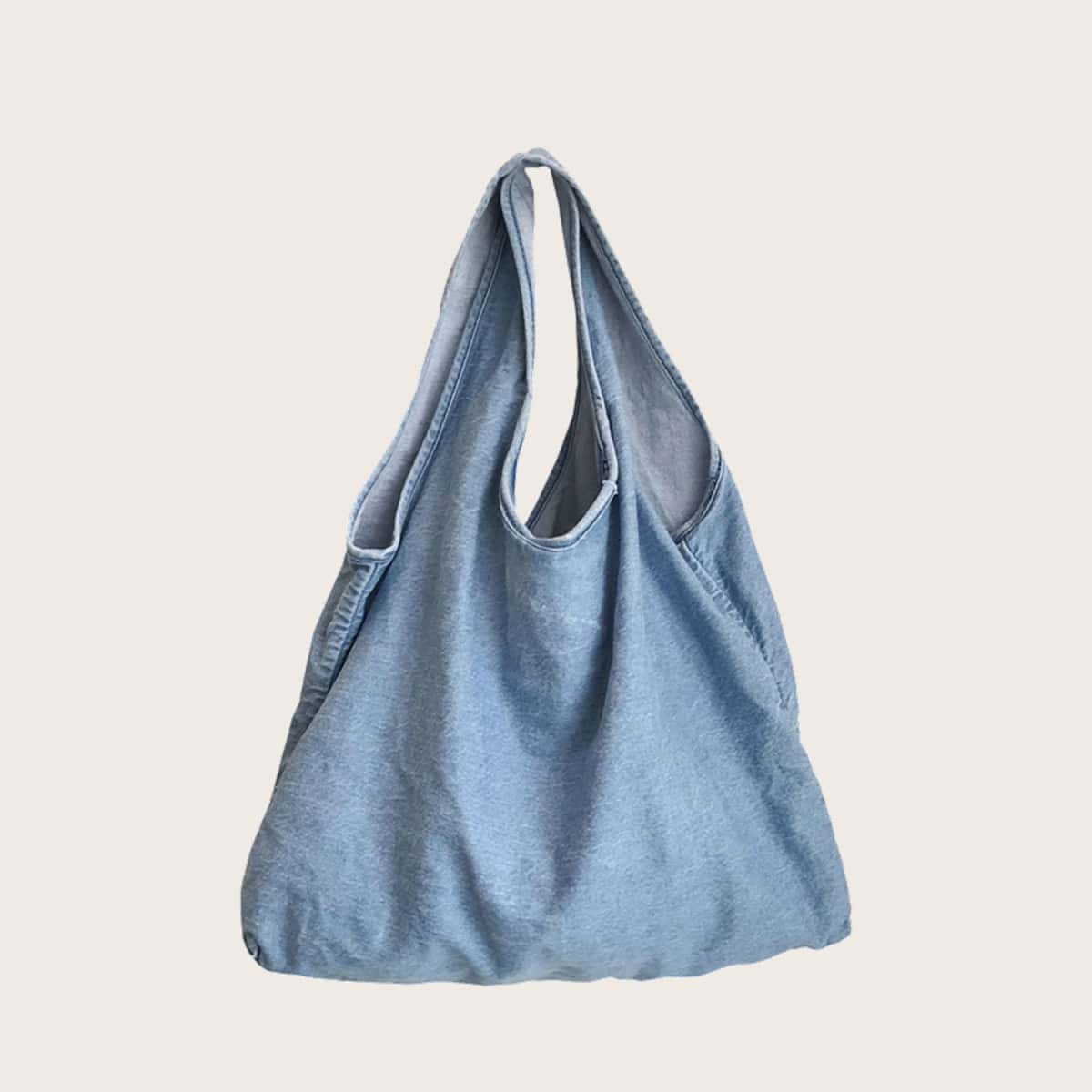 

Solid Denim Tote Bag, Blue