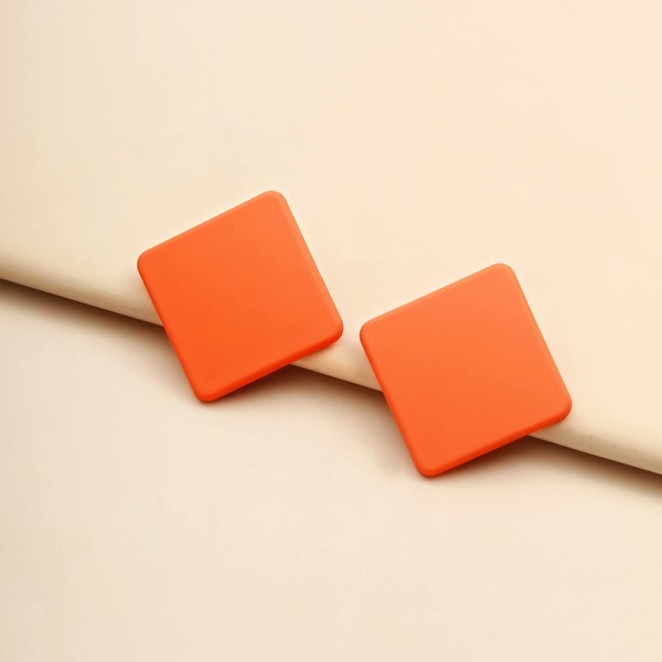 

Square Stud Earrings, Orange