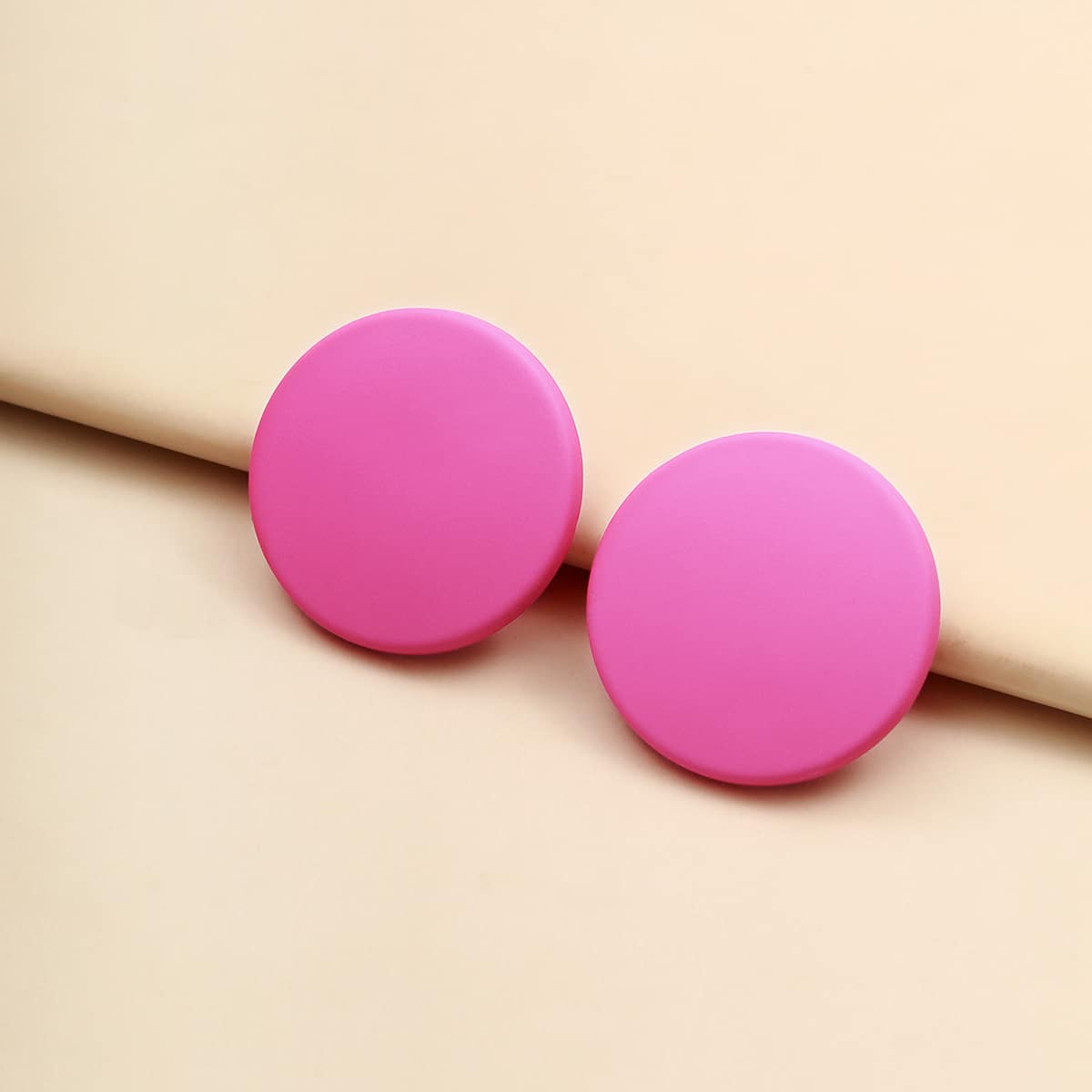 

Round Stud Earrings, Hot pink