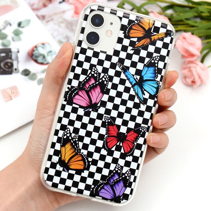 

Butterfly & Checkerboard iPhone Case, Multicolor