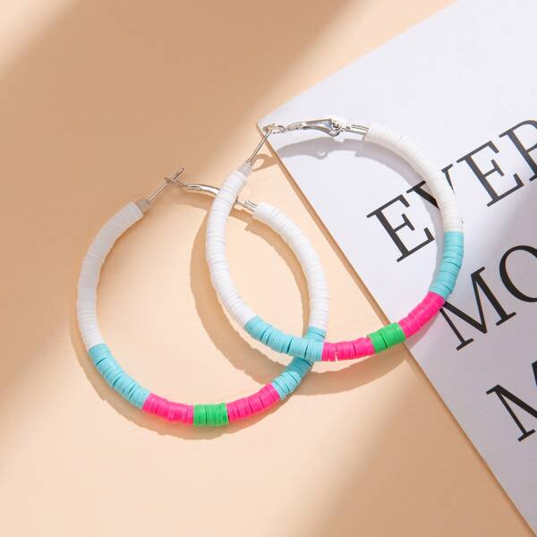 

Soft Clay Beaded Hoop Earrings, Multicolor