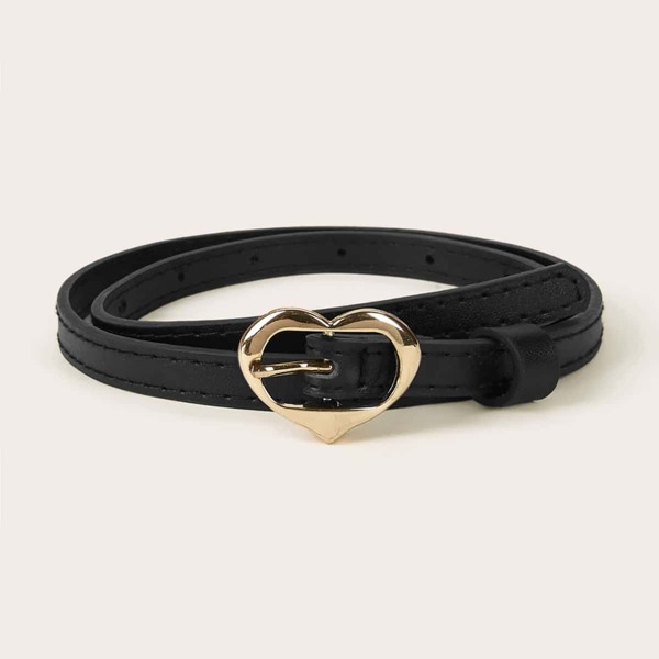 

Kids Heart Buckle Belt, Black