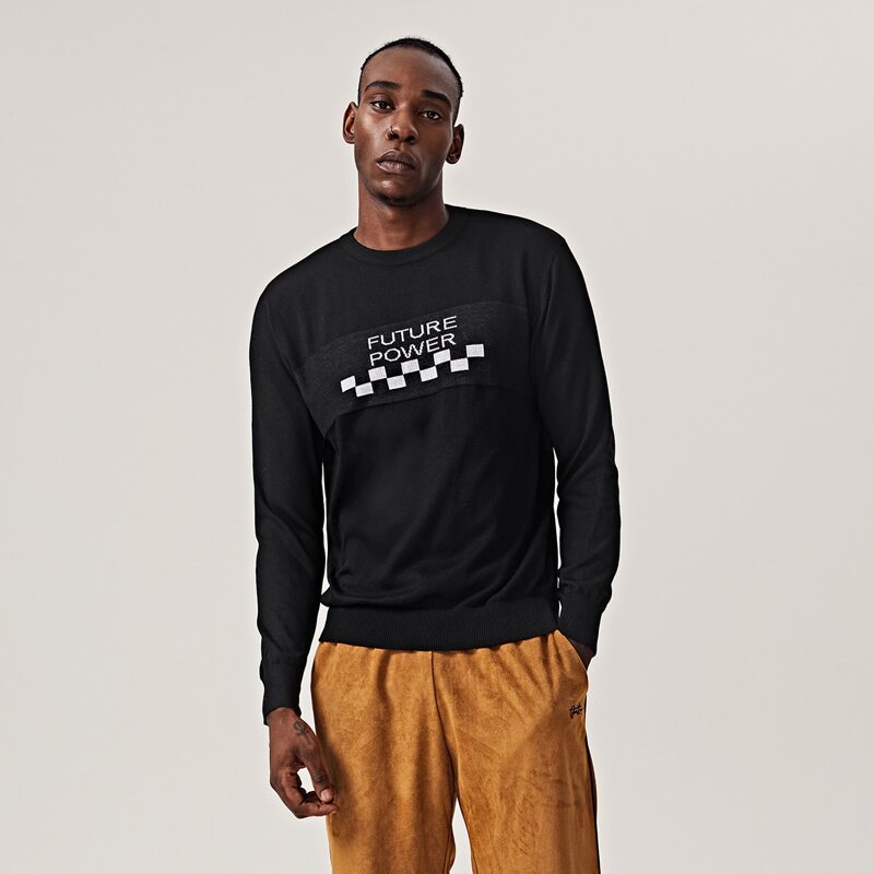 

Guys Letter & Checked Pattern Sweater, Black