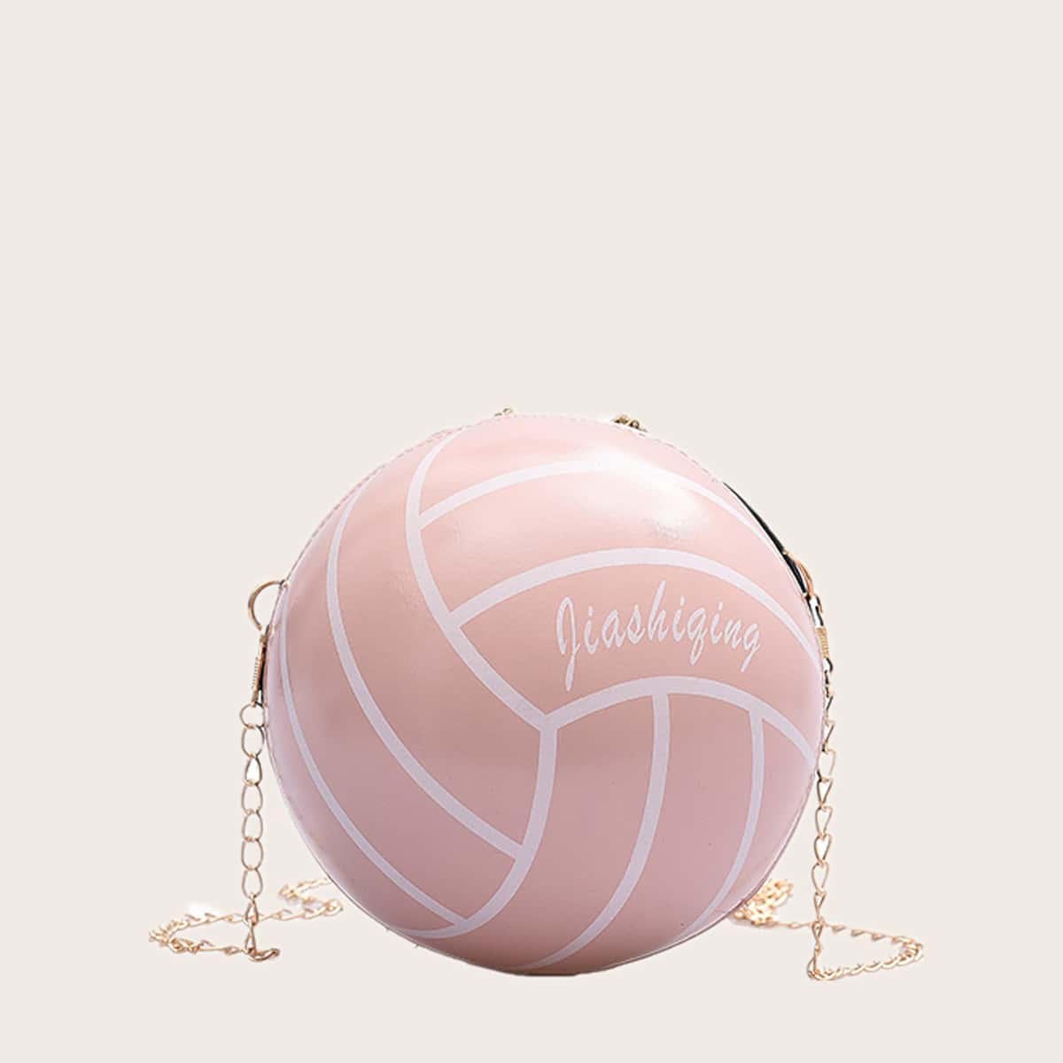 

Basketball Chain Crossbody Bag, Baby pink