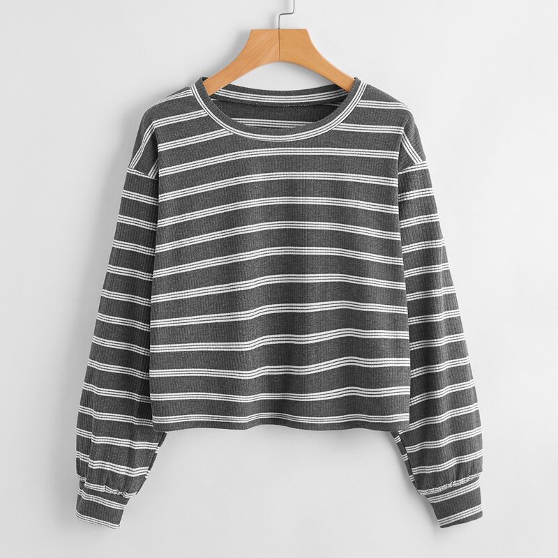 

Striped Drop Shoulder Tee, Dark grey