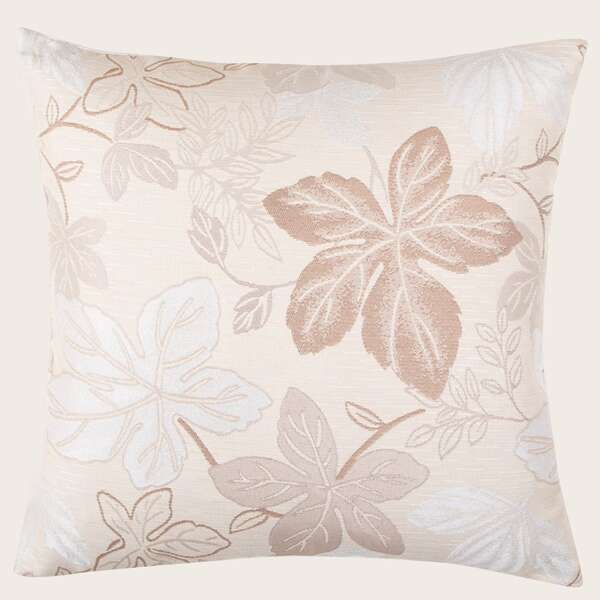 

Flower Print Cushion Cover Without Filler, Beige
