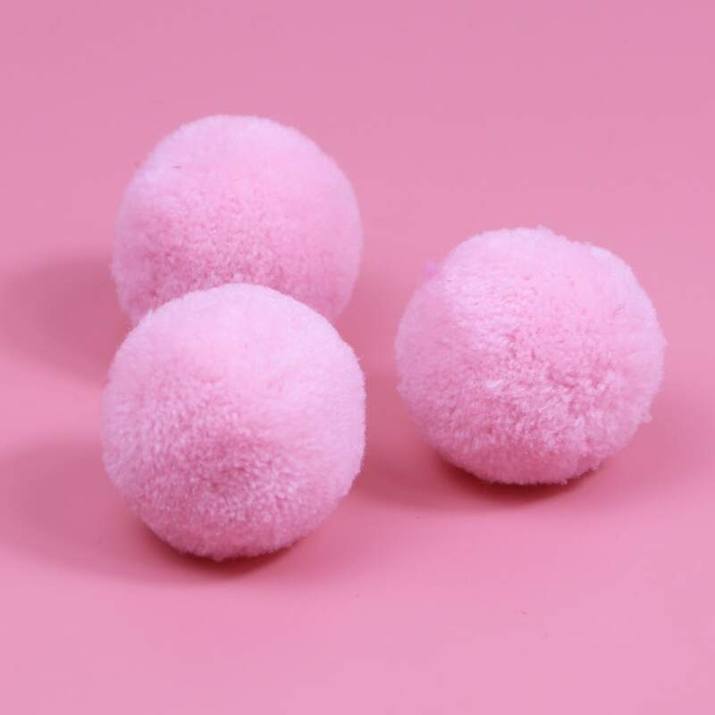 

3pcs Plush Cat Teaser Ball, Pink