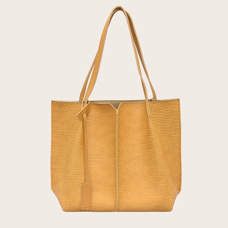 

Croc Embossed Tote Bag, Yellow