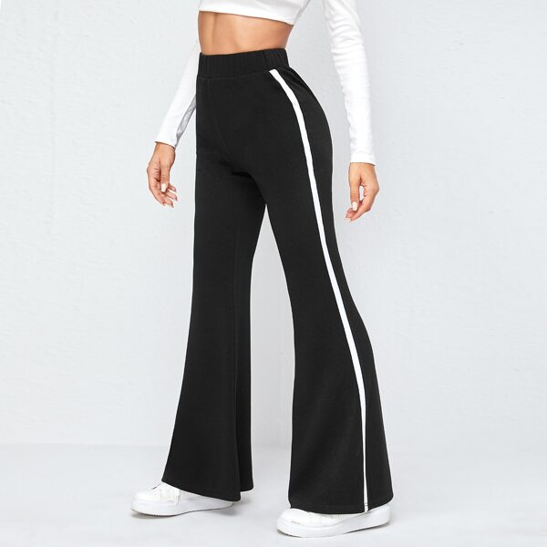 

Contrast Sideseam Flare Leg Pants, Black