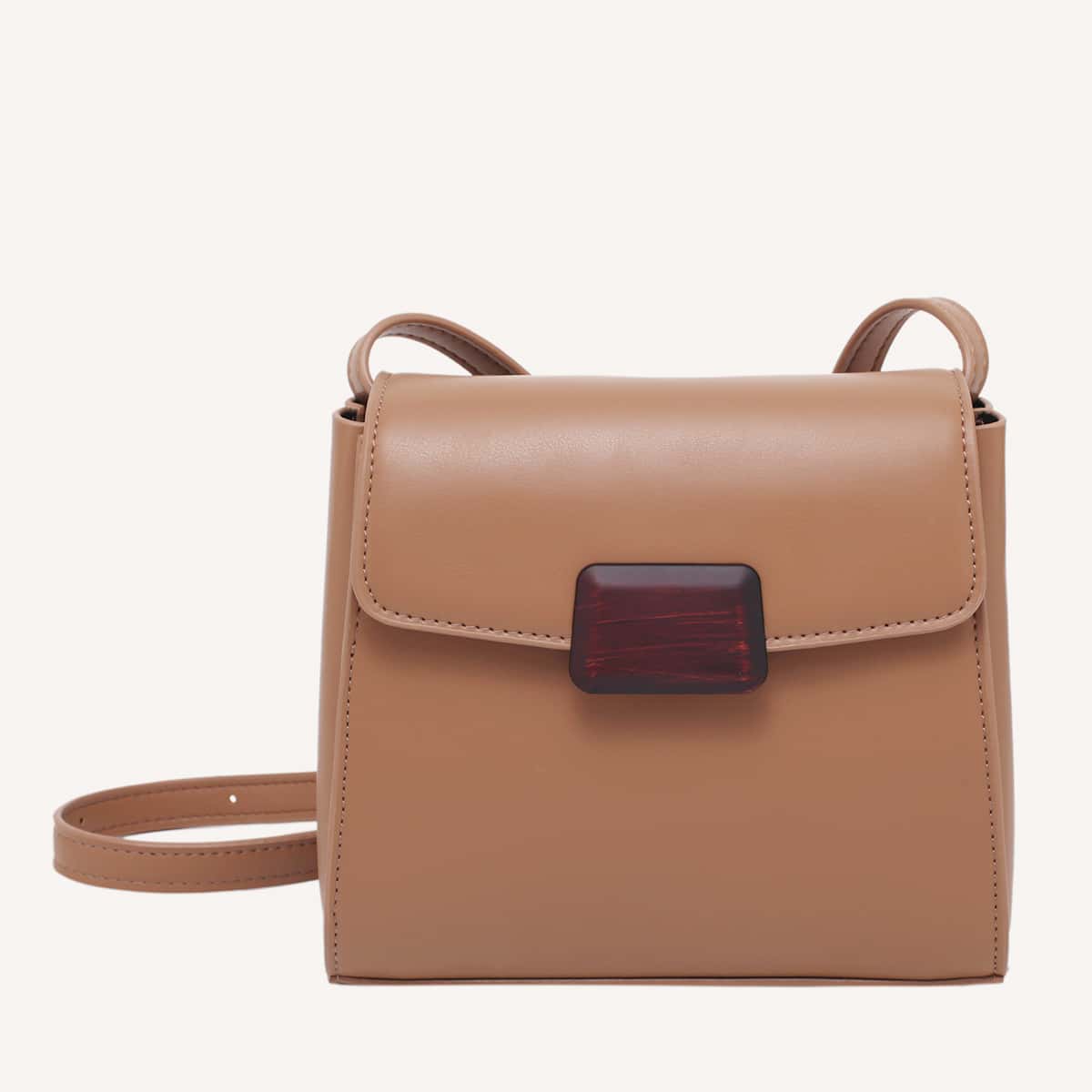 

Minimalist Flap Crossbody Bag, Khaki